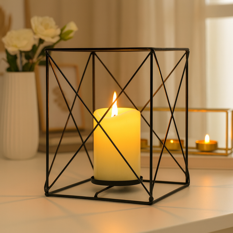 Candelabro Negro Cubo 4HOME 16x20 cm ZQ2094 | Toque moderno y elegante Candelabro Negro Cubo 4HOME 16x20 cm ZQ2094 | Toque moderno y elegante